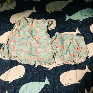 Janie and Jack Floral Kids Dress Set - Green and Pink